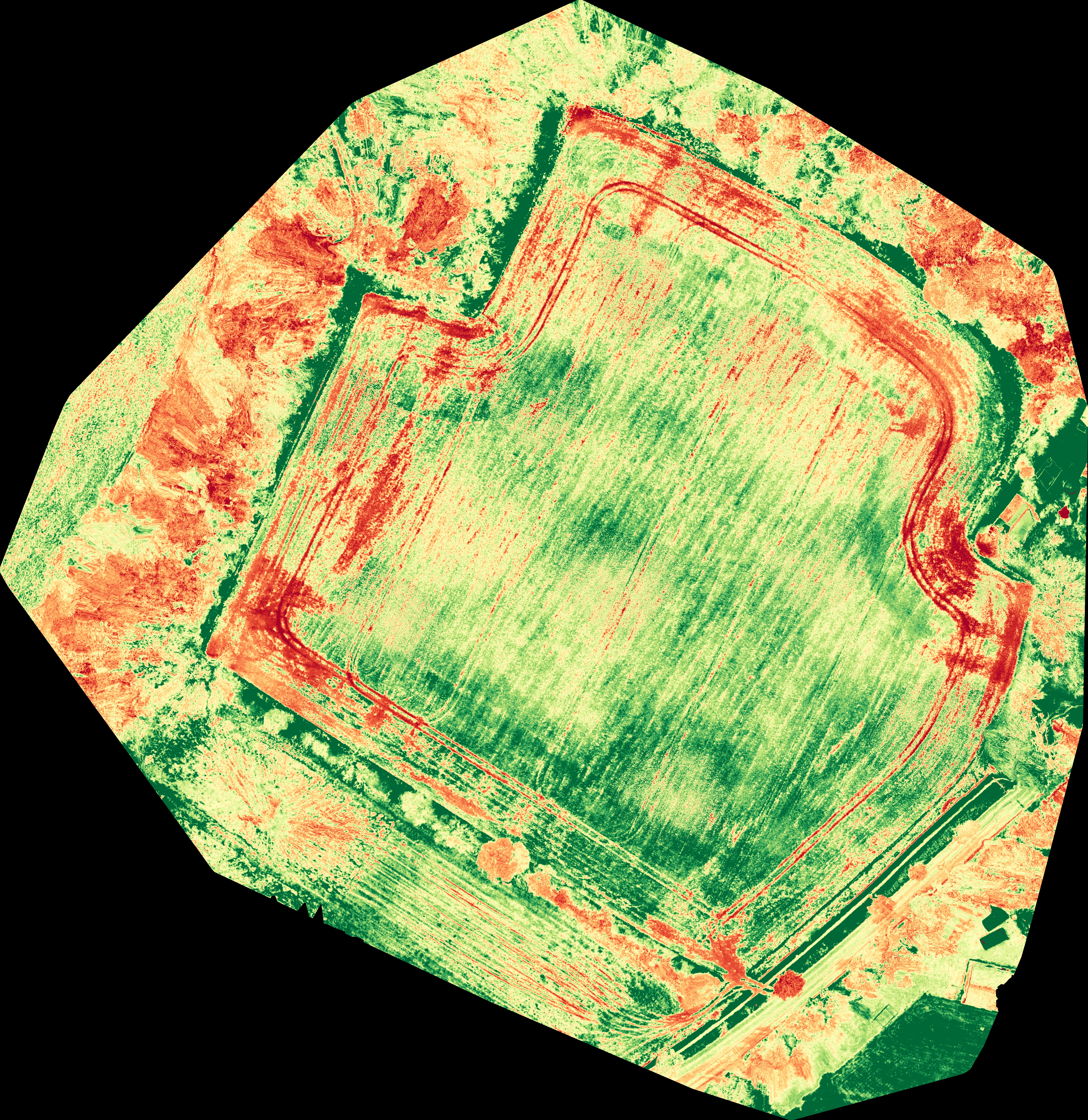 Crop health VARI analysis aerial view